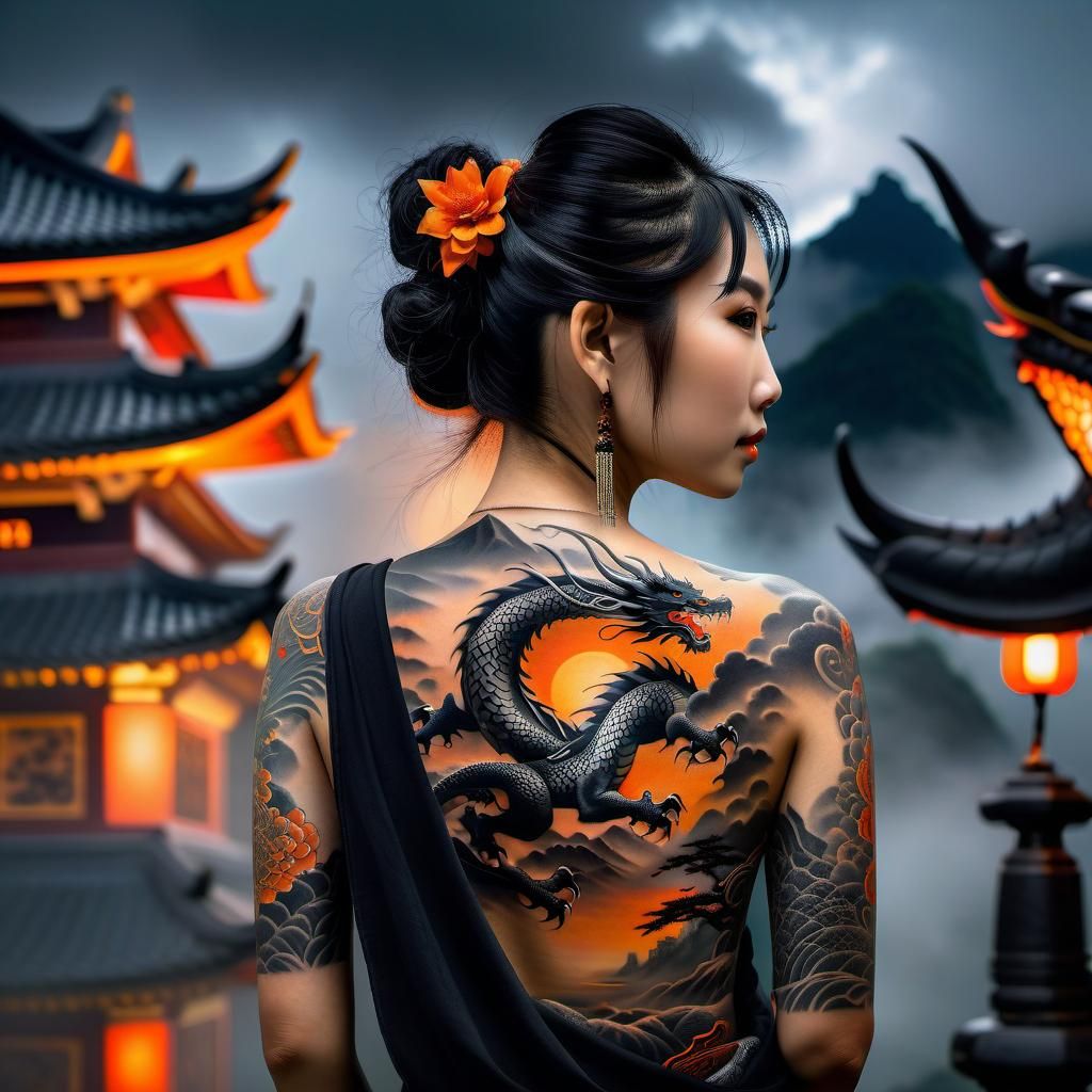 Obsidian dragons at dawn  by @Wen