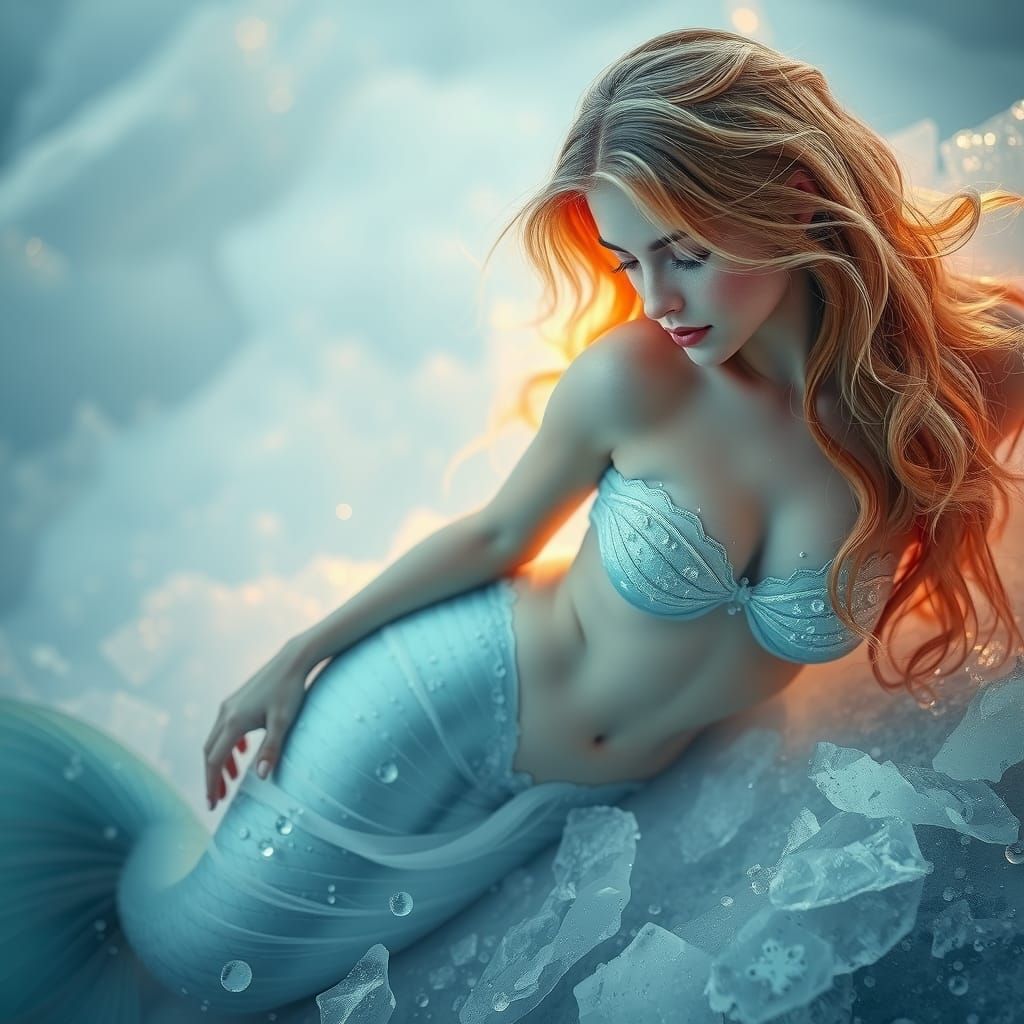gentle mermaid on the ice