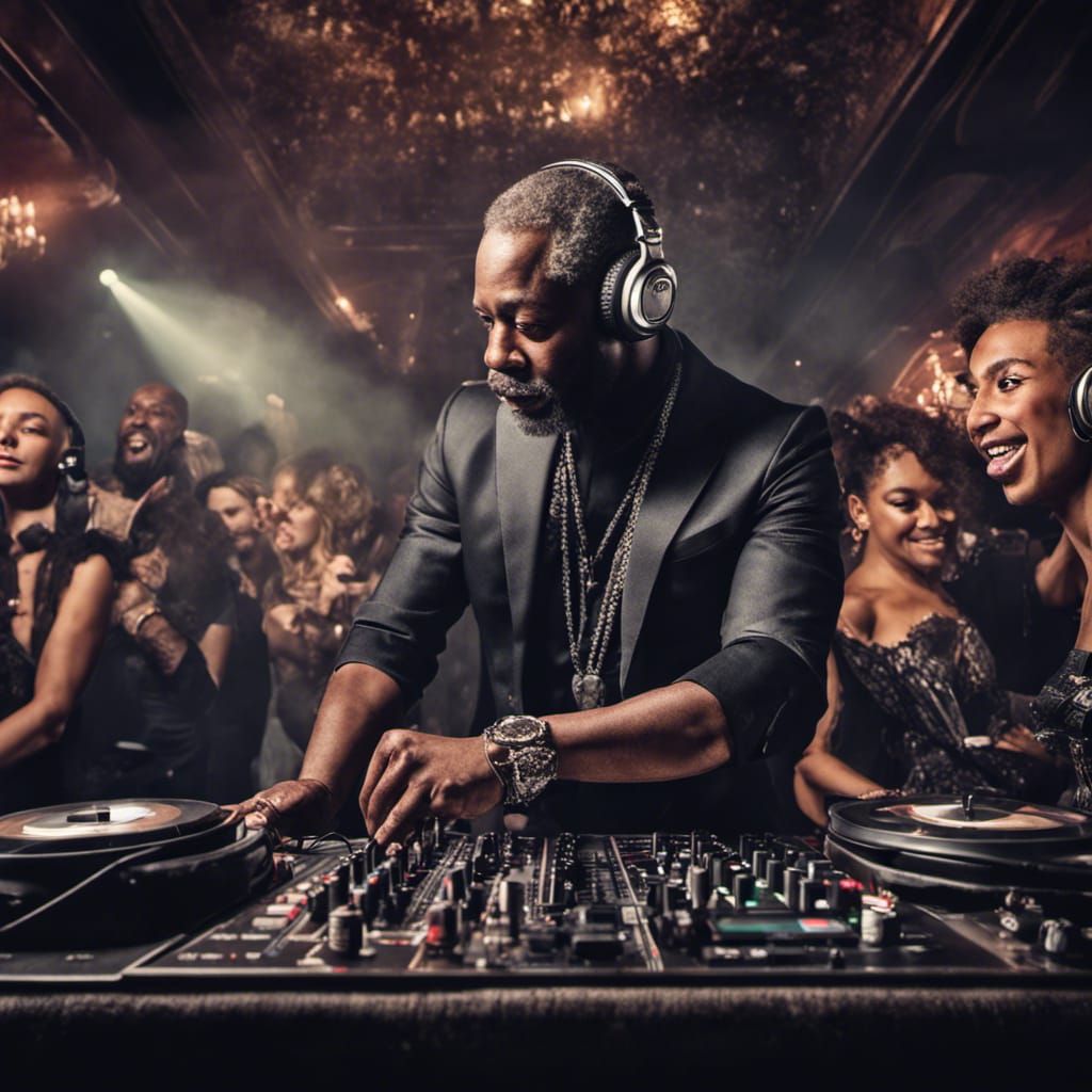 Prins Charles as a dj in a club with celeberties