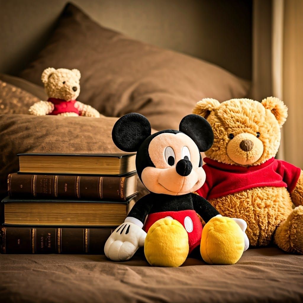 Cozy Plush Toy Scene in Golden Light