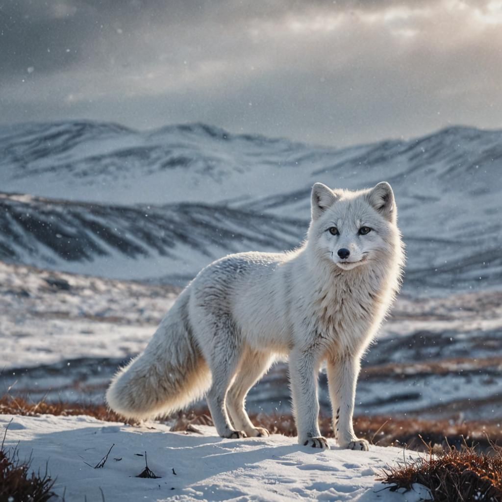 Arctic fox on the lookout