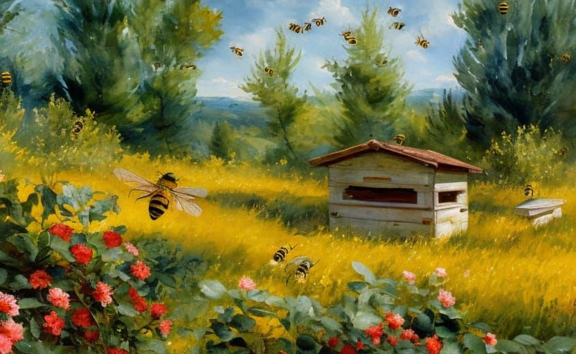 Bees in a Hive  by @BIG_J