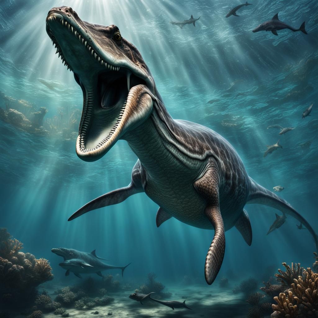 New Plesiosaur/Mosasaur Hybrid - AI Generated Artwork - NightCafe Creator