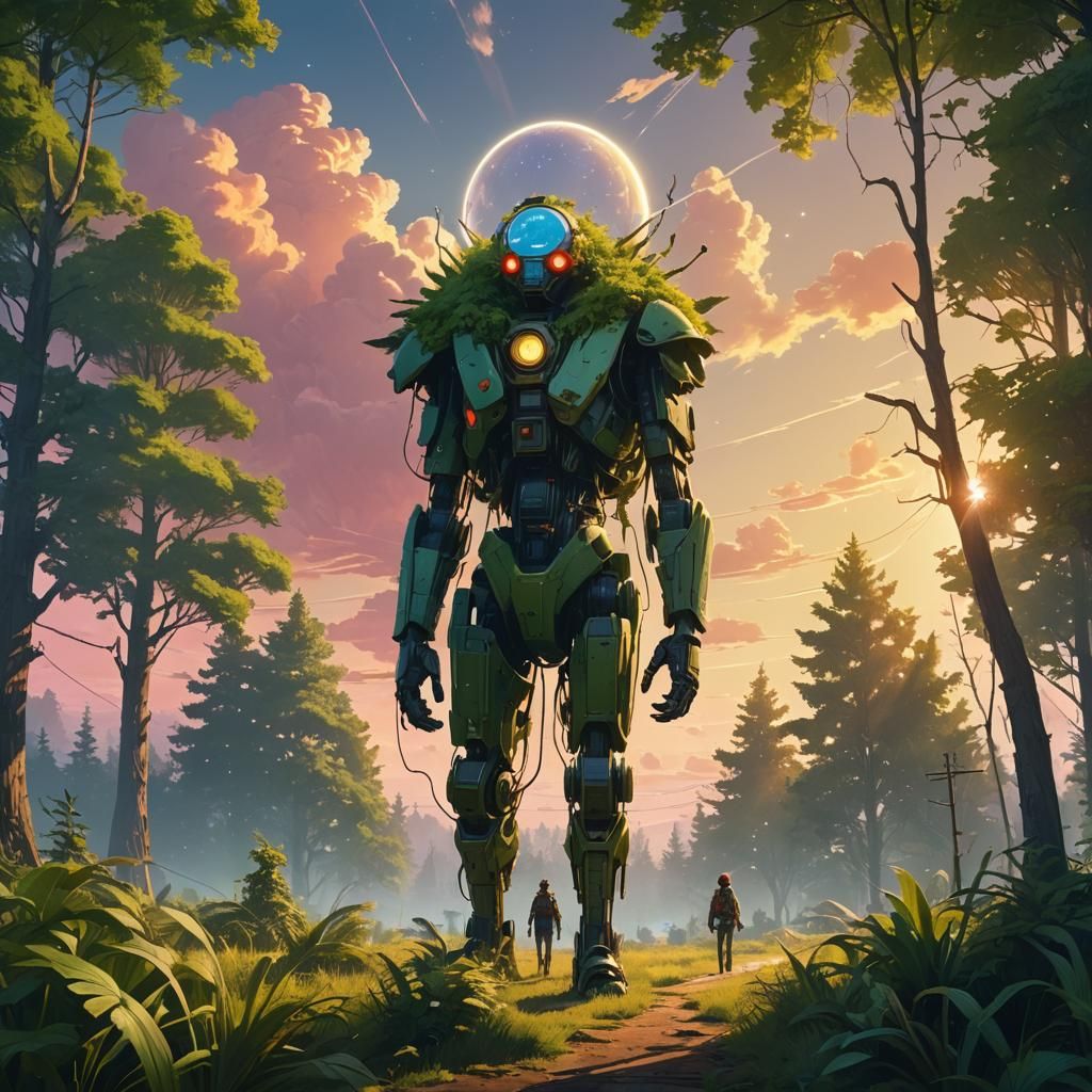 Radiant Being in Lush Fantasy Landscape