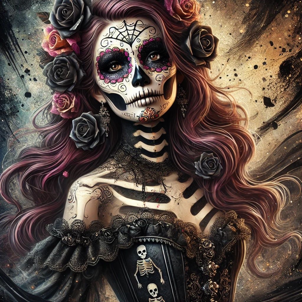 Woman With A Painted Face Inspired By Day of the Dead | DALL...