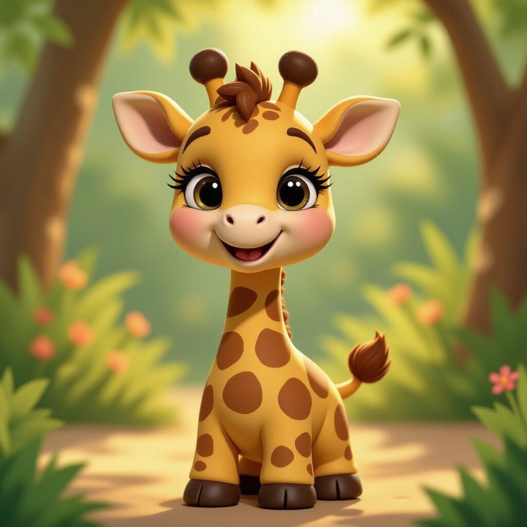 Friendly Giraffe as Smooth Clay Sculpture