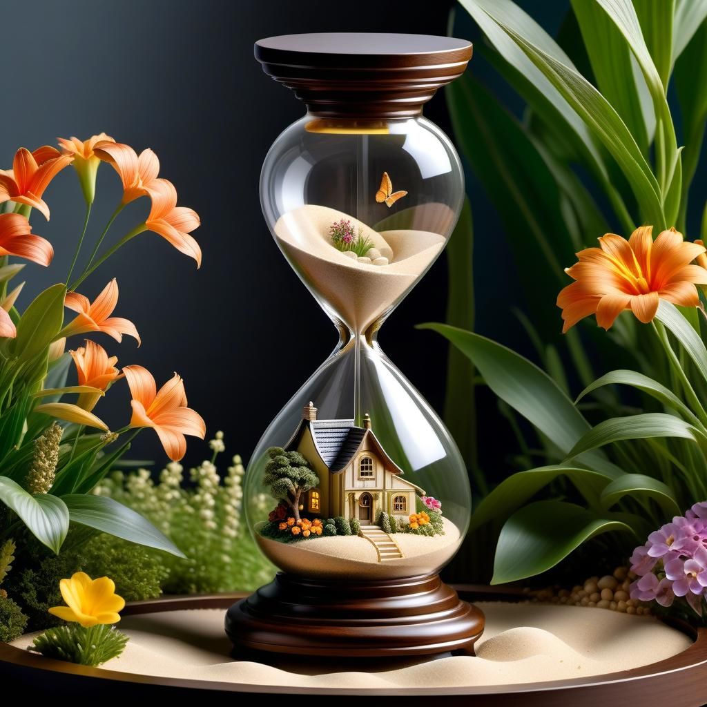 A charming cottage inside an hourglass.  by @Tamminga Designs