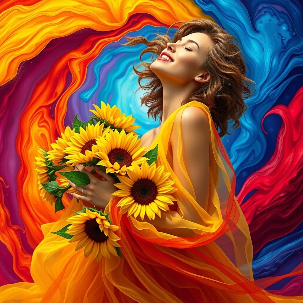 Vibrant Joy in a Swirling Vortex of Color