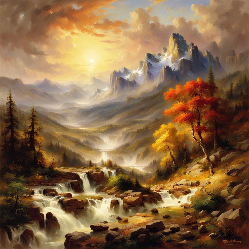 Landscape, in the style of Thomas Moran  by @axelb