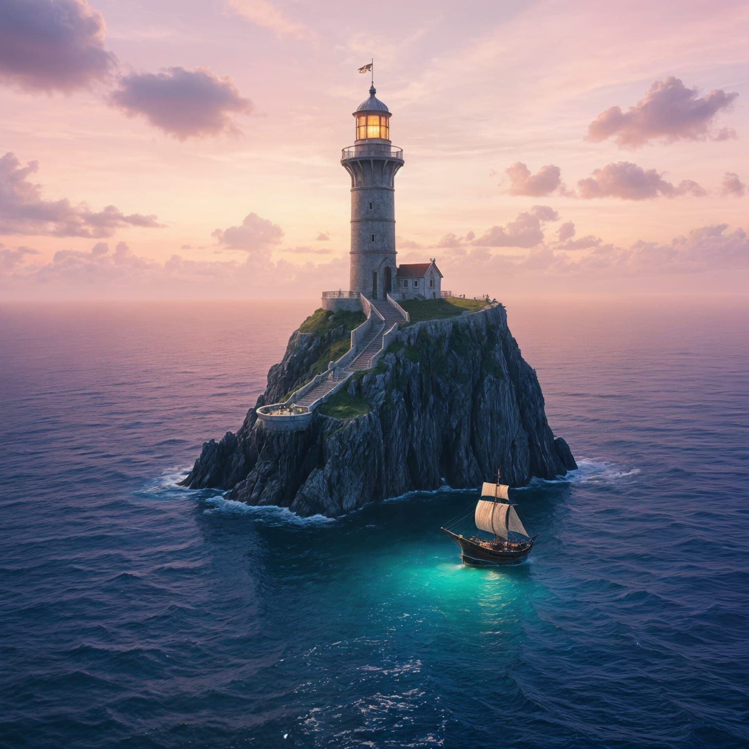 a Lighthouse on an island