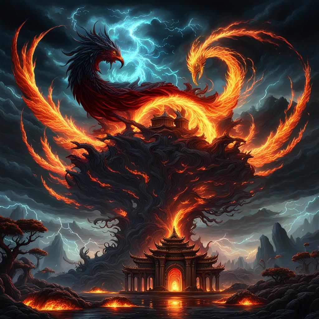 Огненный феникс моих снов - AI Generated Artwork - NightCafe Creator