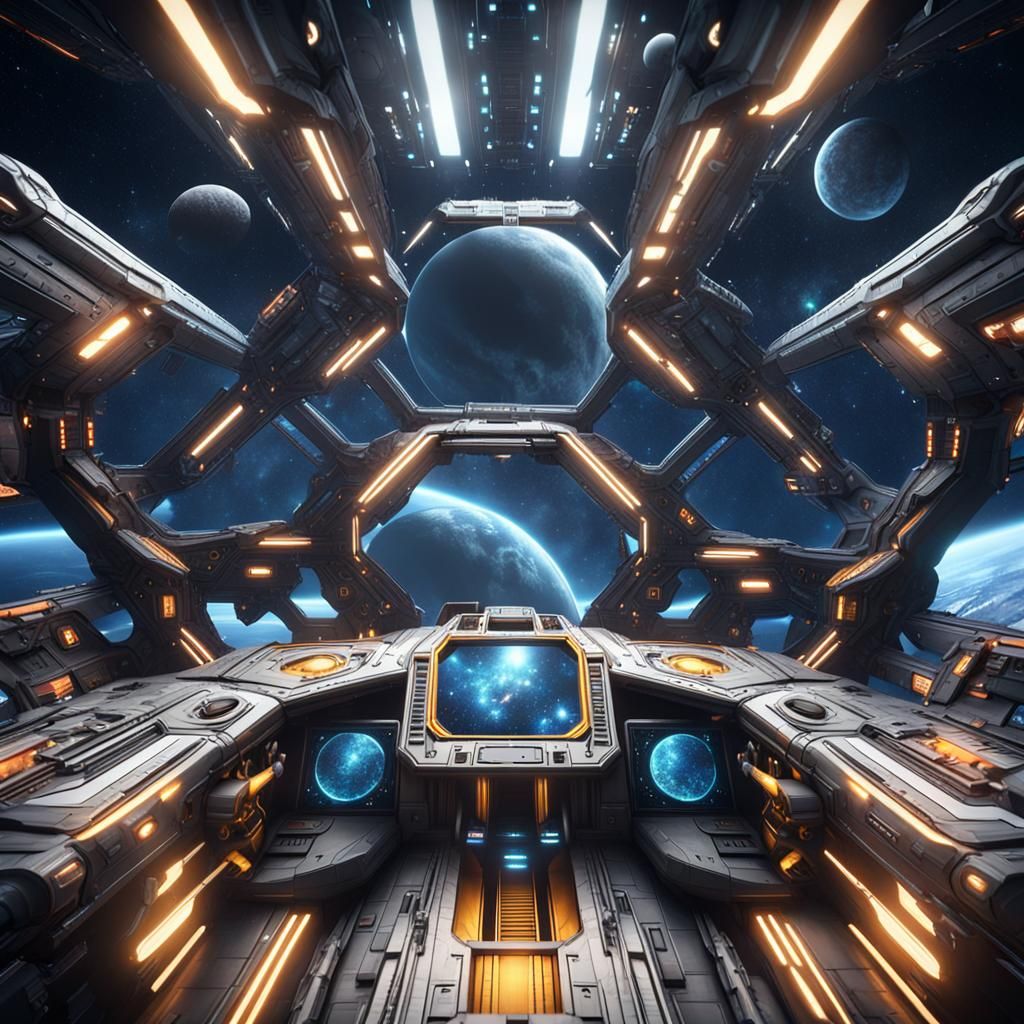 Spaceship travel and explore Galaxy 3D Game Cinematic Feel, ...