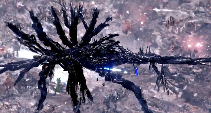 Hellblade ripping a big spacetree in half on the universe