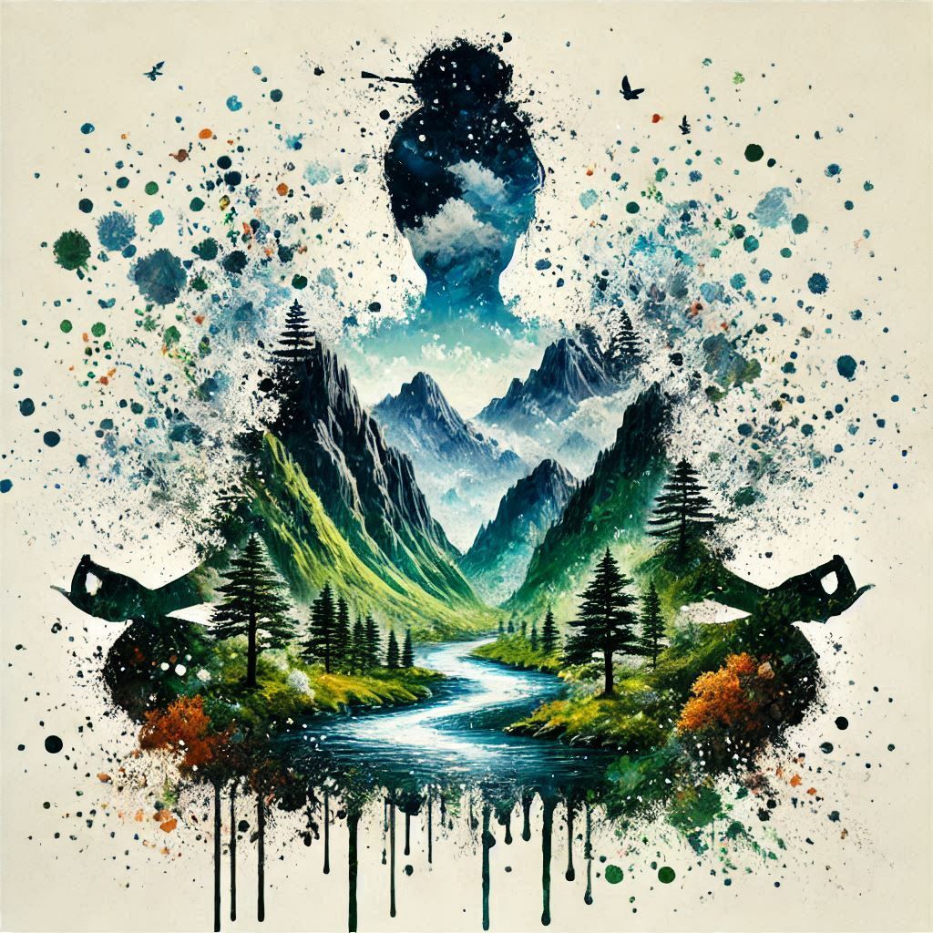 double exposure beautiful fantasy portrait landscape..