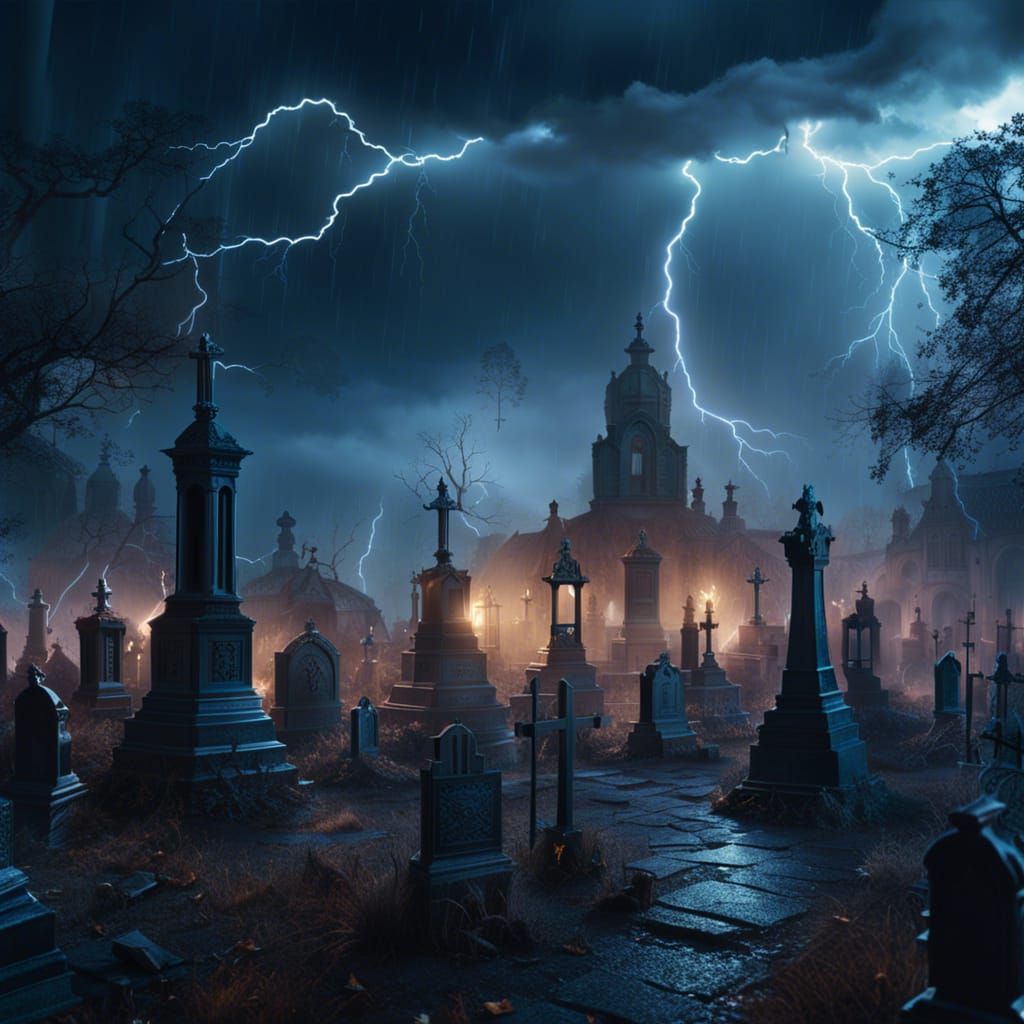 Storm on a graveyard