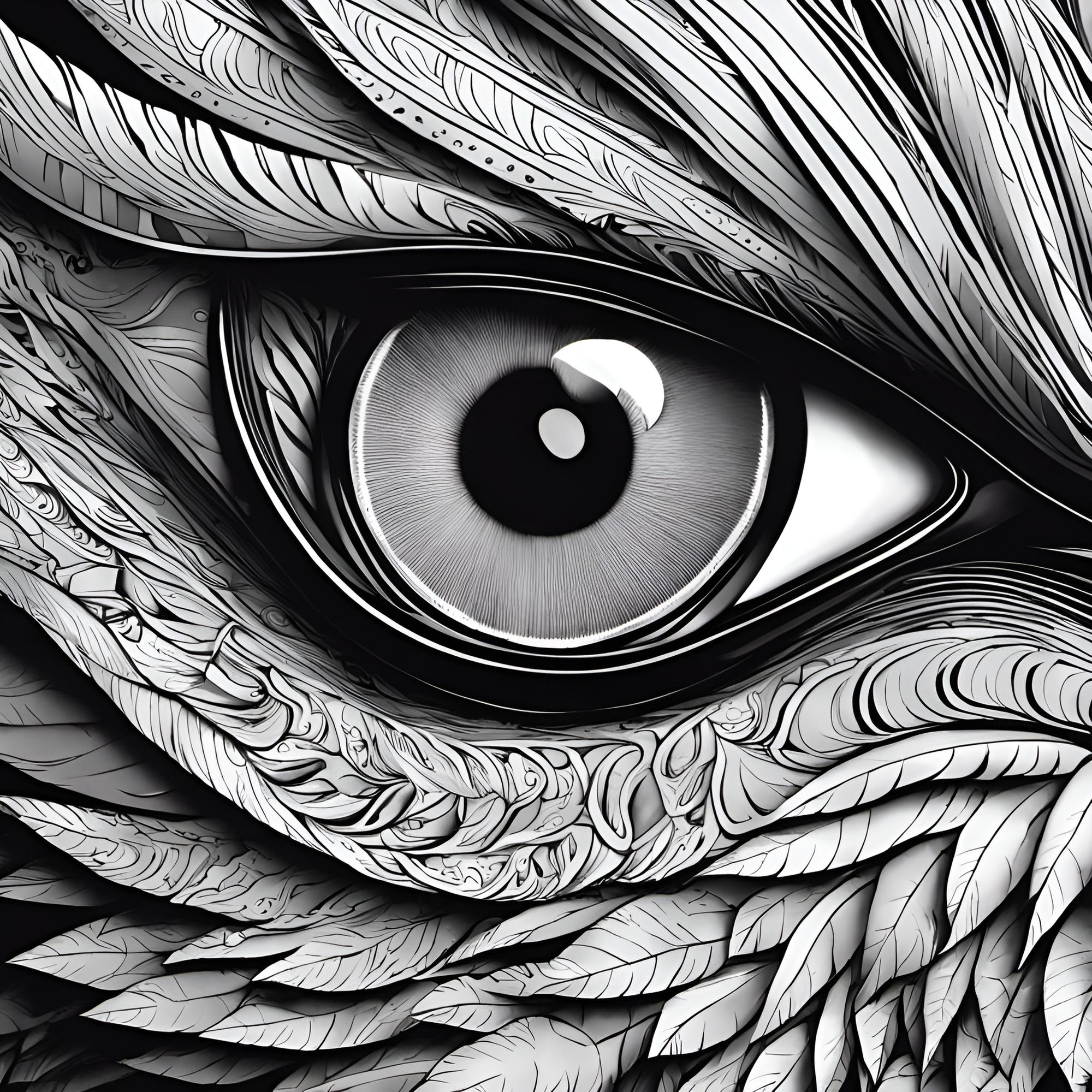 B&W Ink Drawing Of A Xolmus Eye - AI Generated Artwork - NightCafe Creator