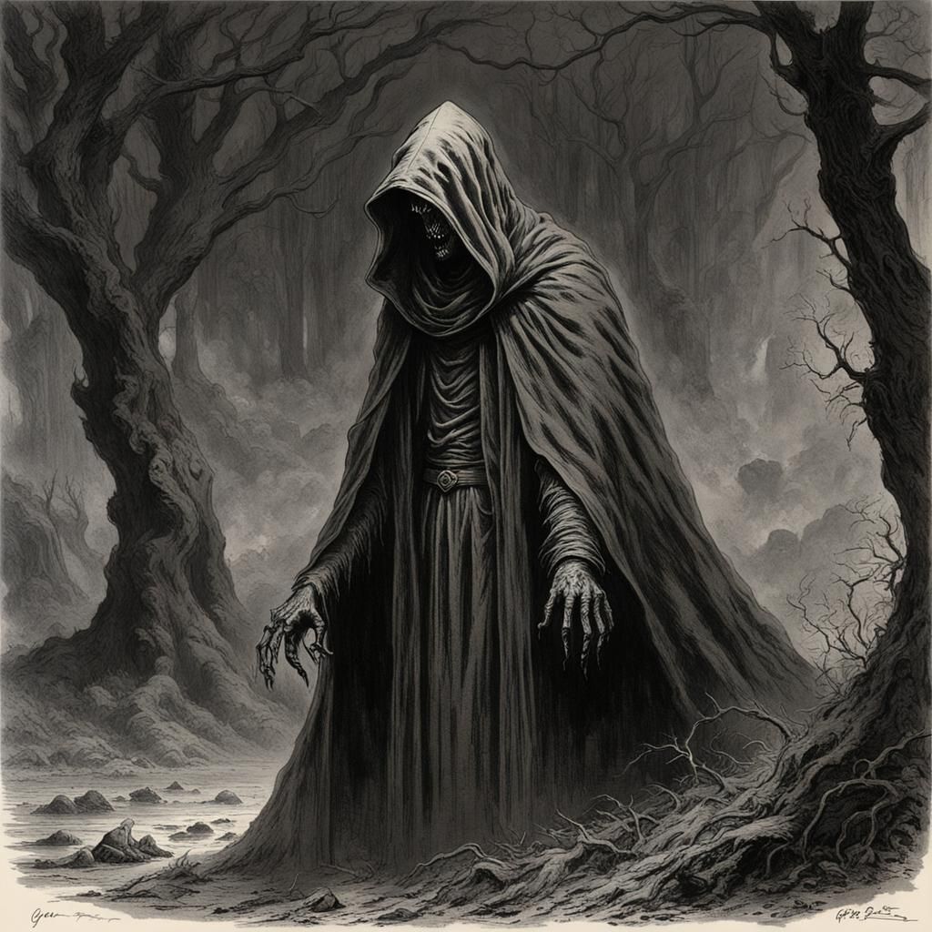 Hooded alien creature