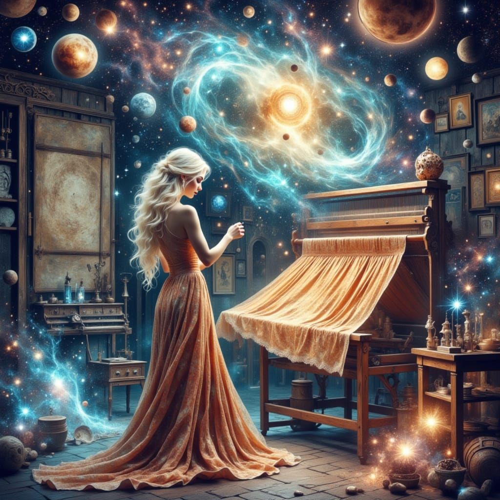 Celestial Seamstress Weaves Stardust Gowns for the Constella...