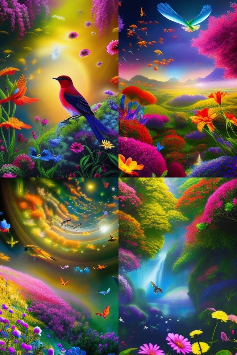 watching stars, birds, flowers, fairytale, magic realism, vi...