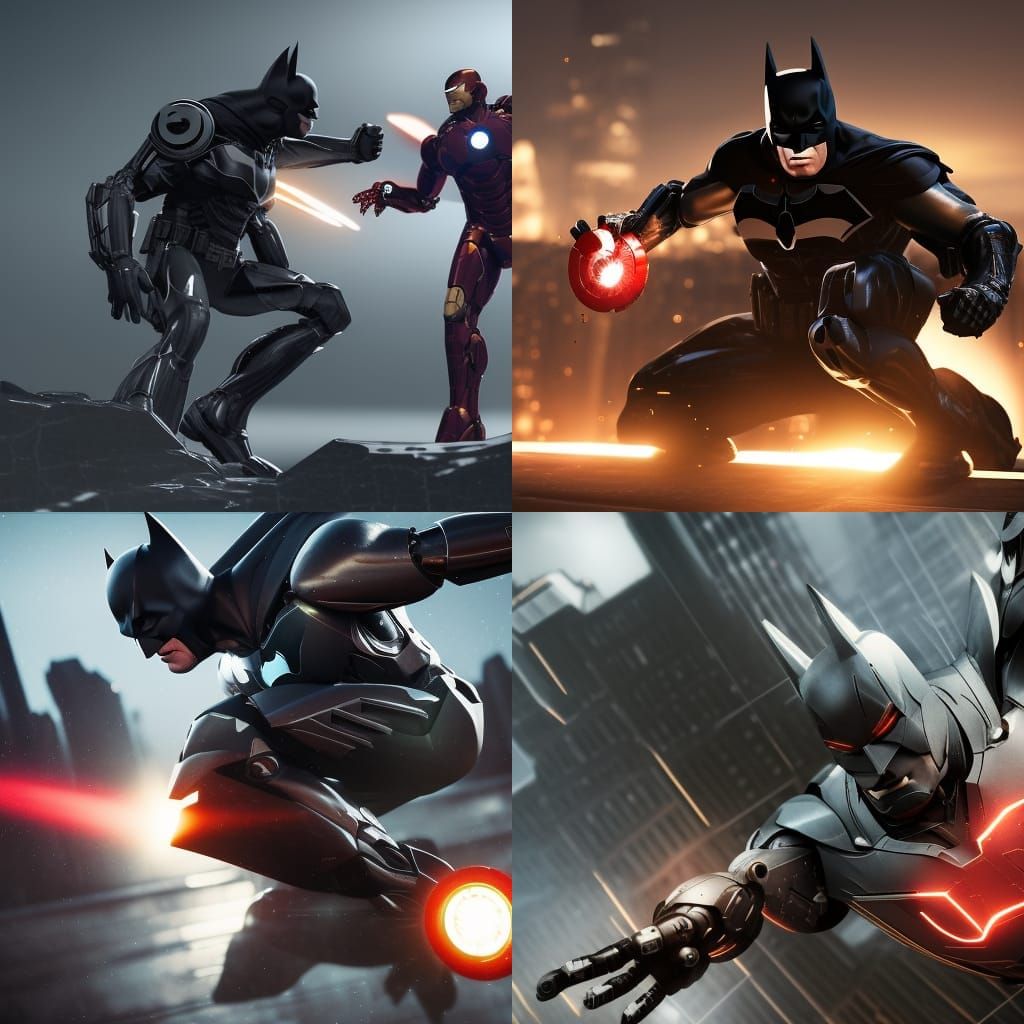 Batman fighting ironman