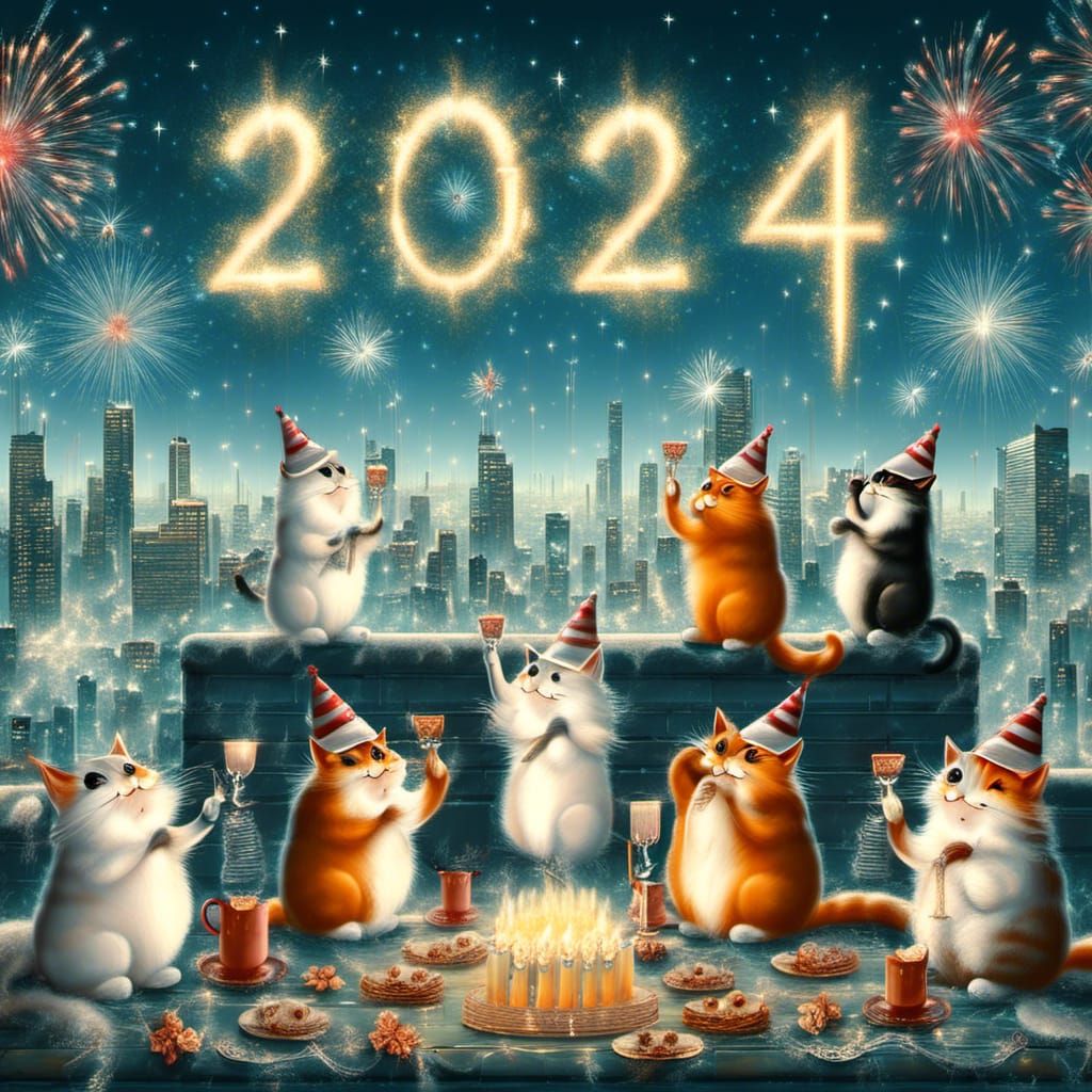 Cats Celebrate News Years
