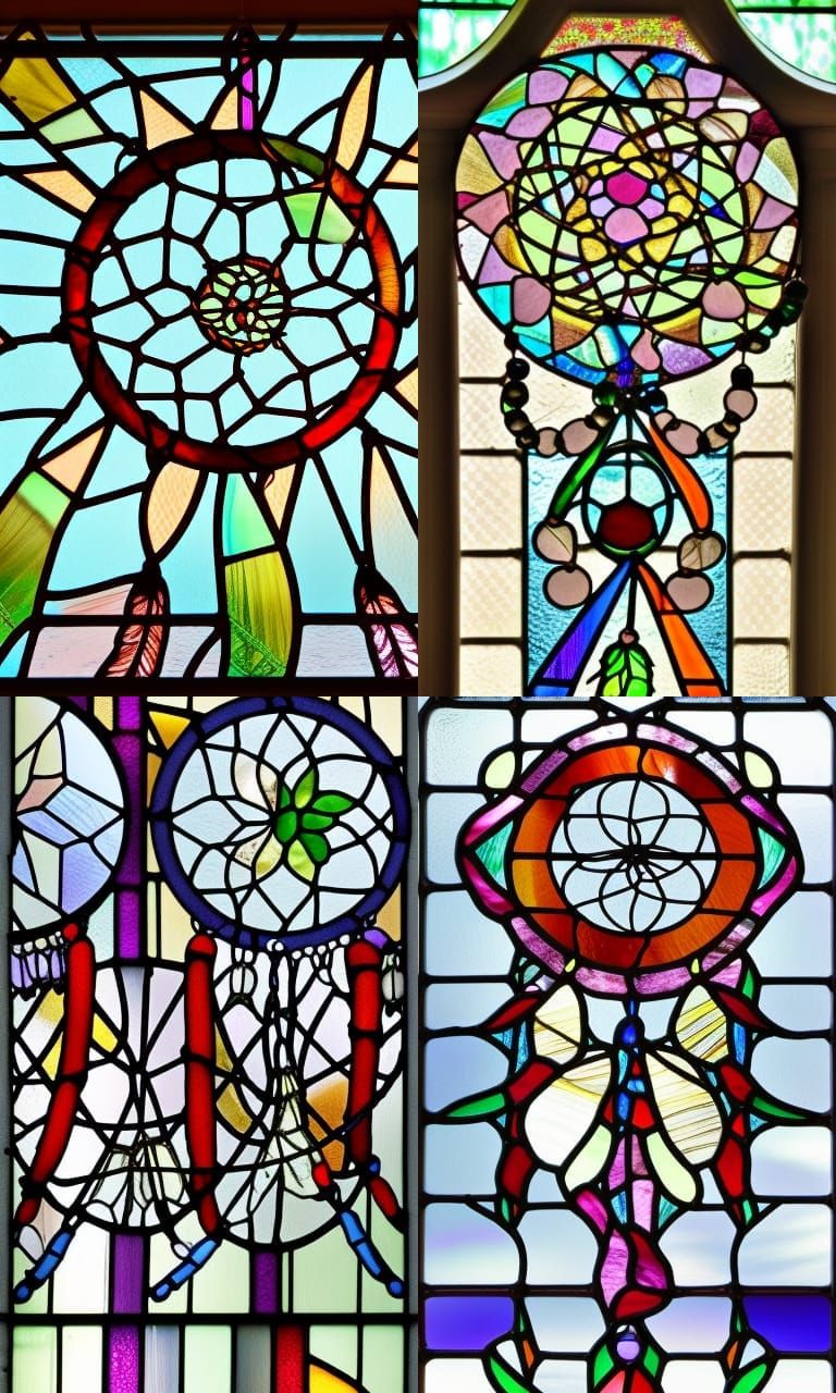 Dreamcatcher in a stained glass window, 4