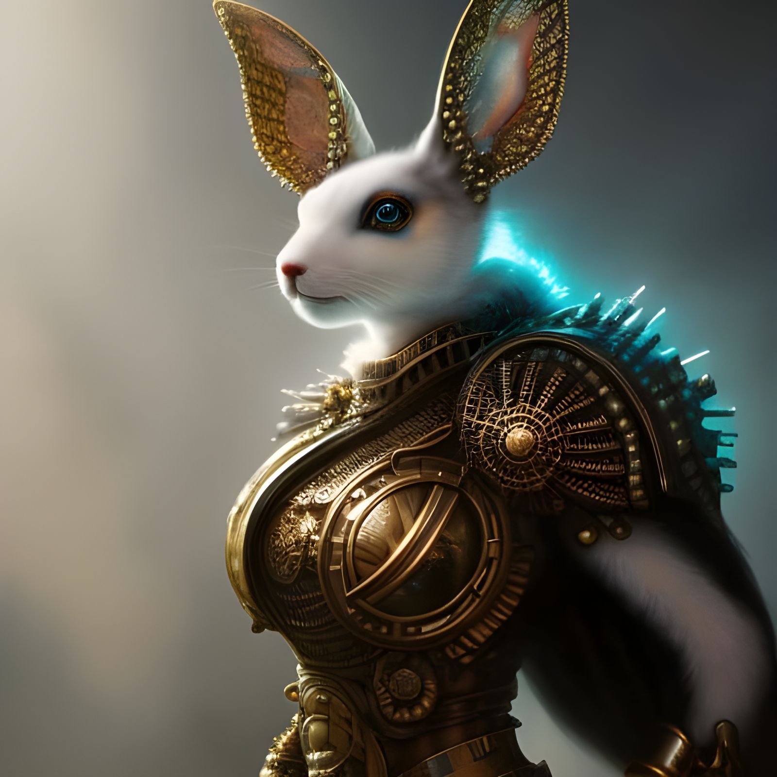 Armored Steampunk Mechanical Rabbit Portrait Masterpiece