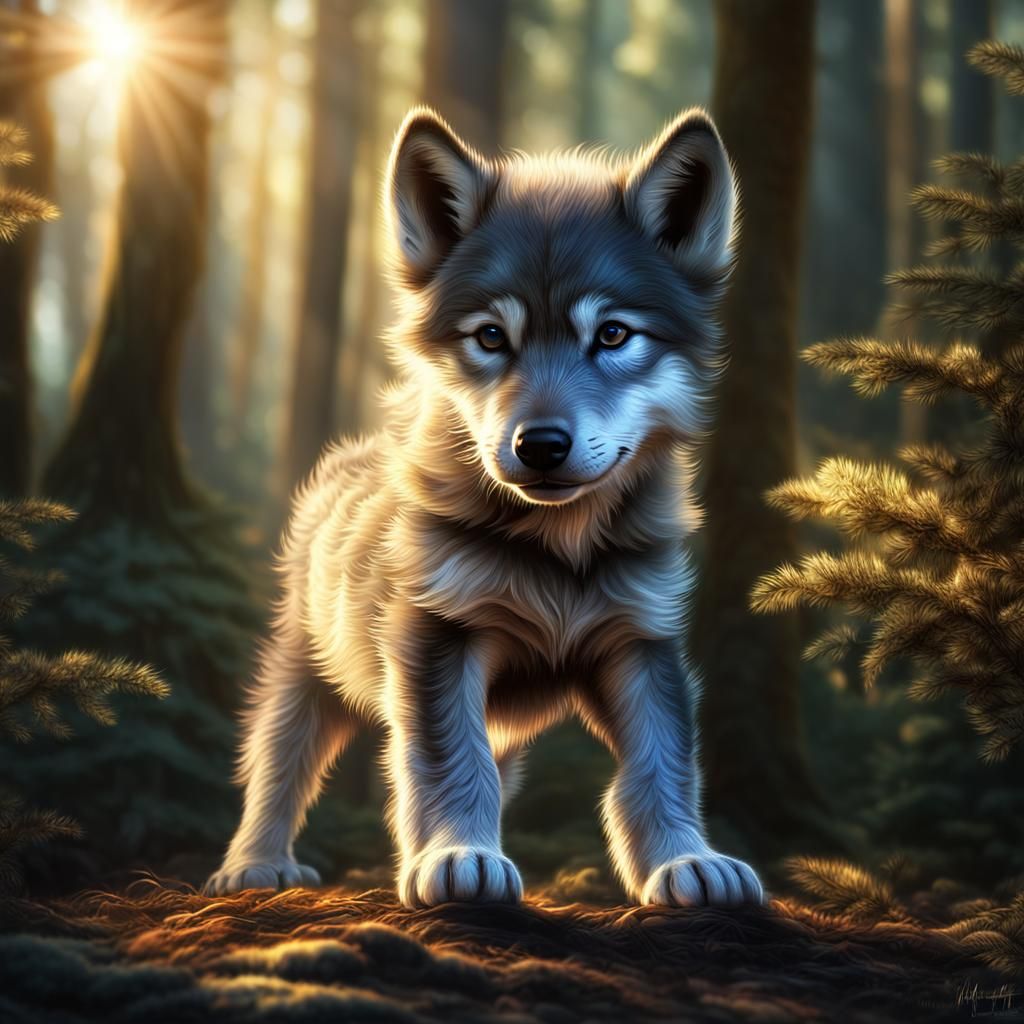 Cute baby wolf pup  by @Ash-boy