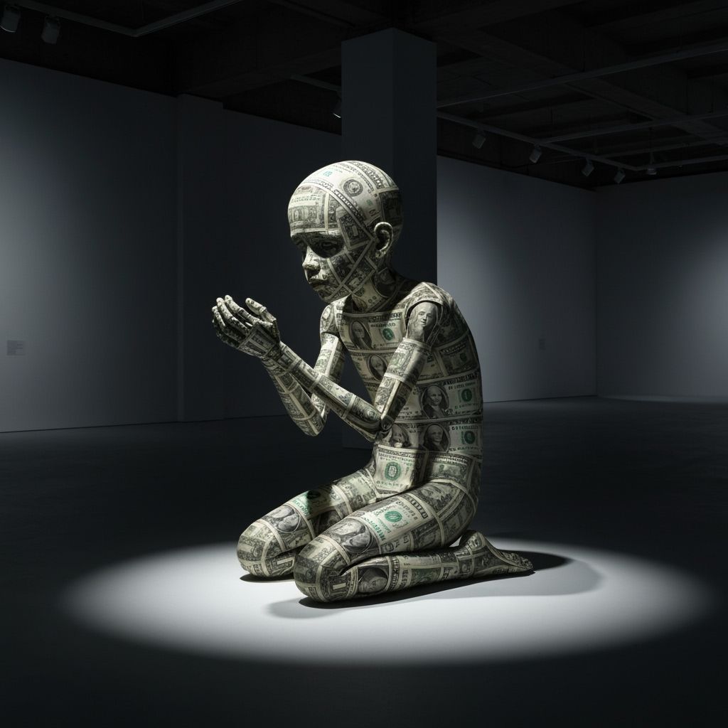 Dollar bill beggar sculpture  by @Sherkhal