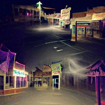 Ghost town at night