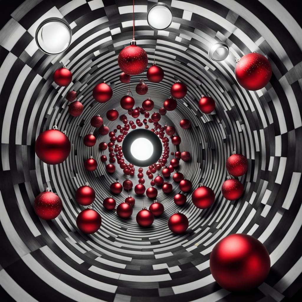 Red ball   coming   going down  A  Black and White Optical i...