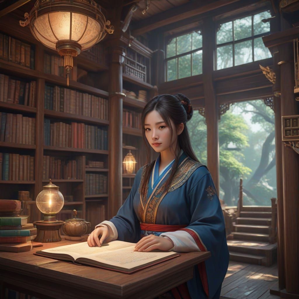 Enchanted Treehouse Library in Triadic Colors