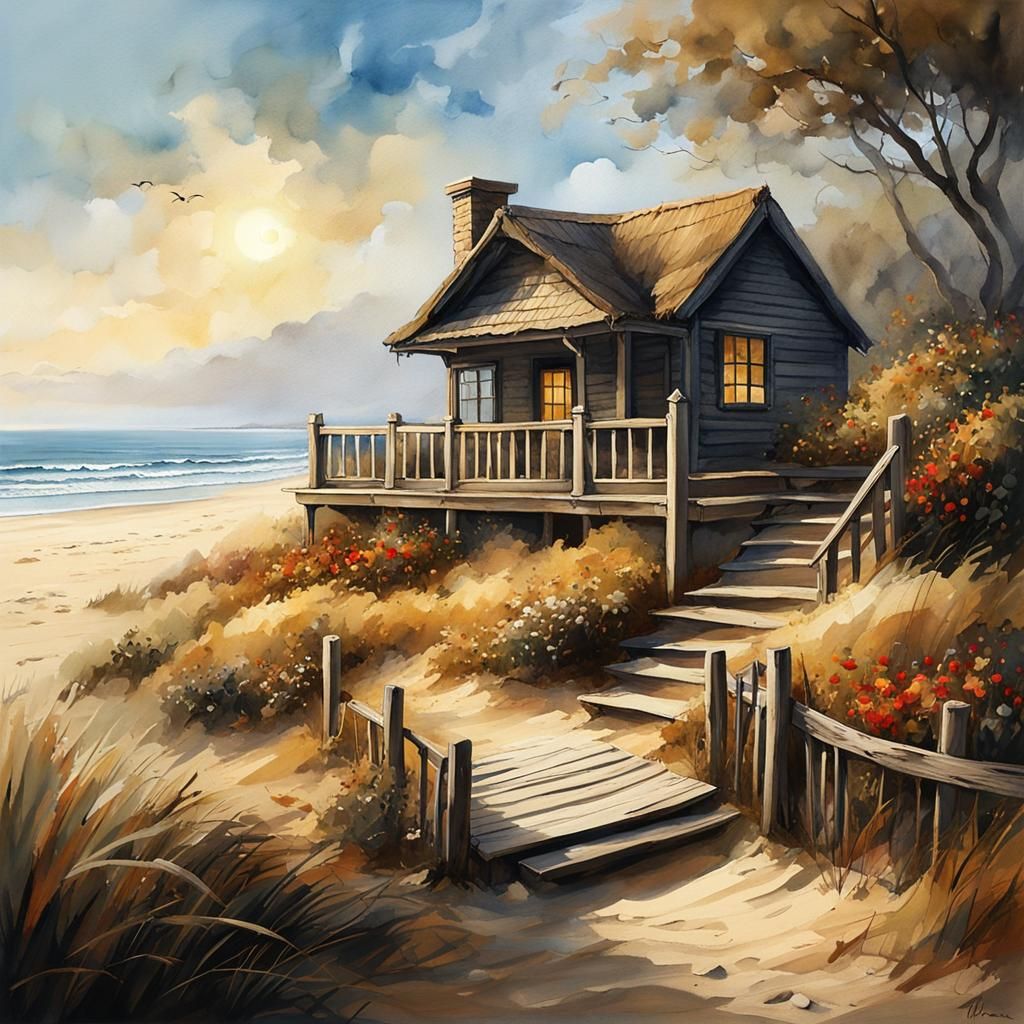 cottage overlooking a beach  by @Nemo