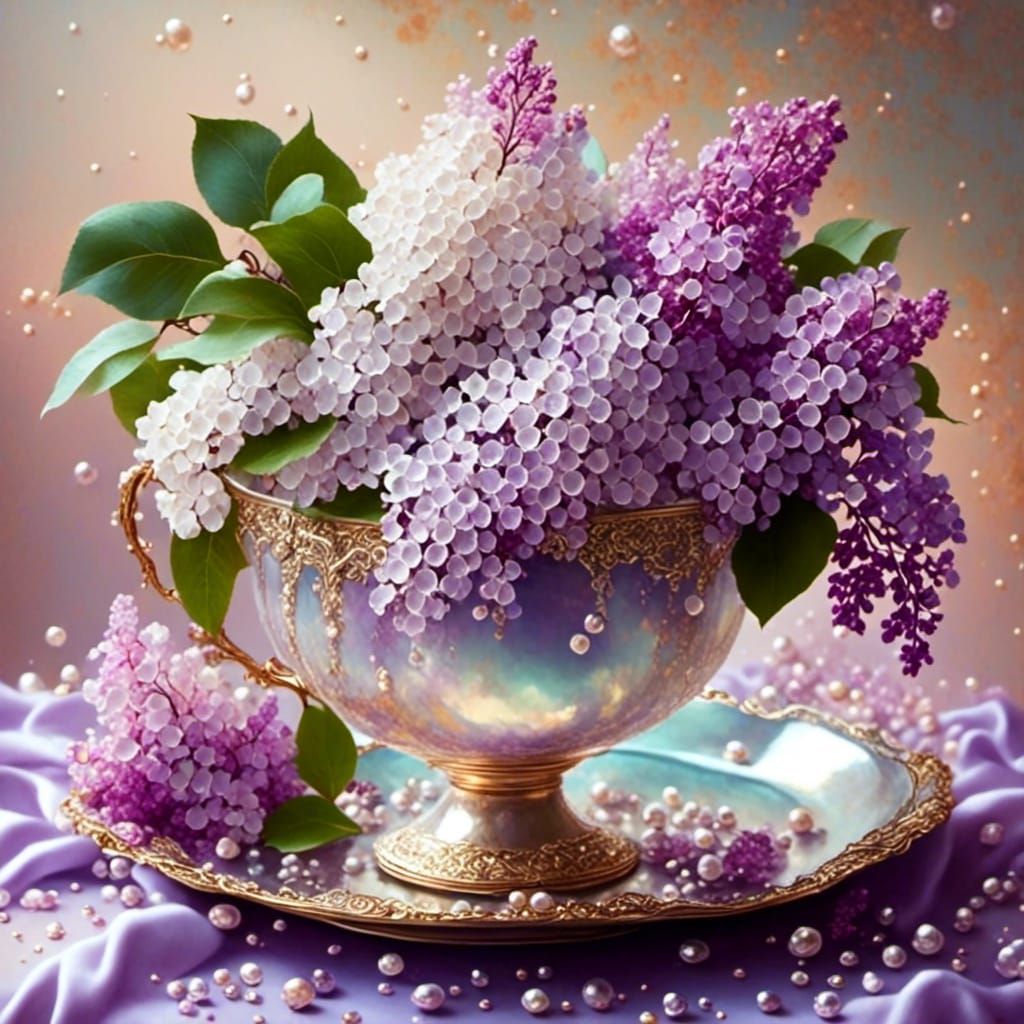 lilac in a cup