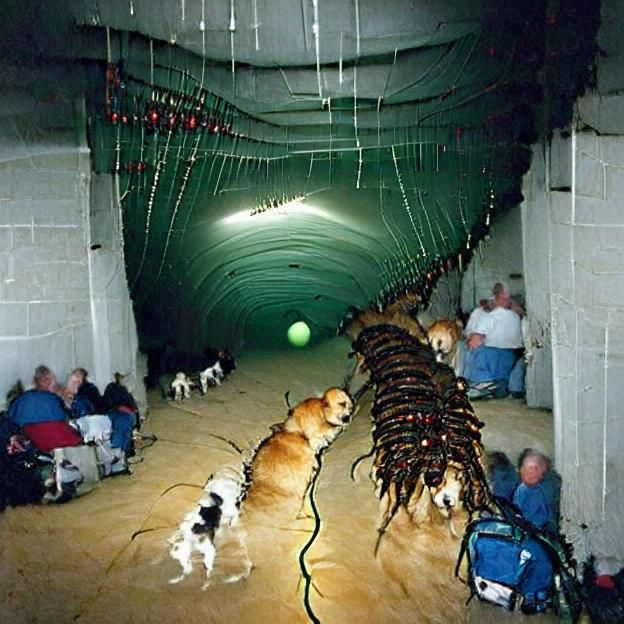 This image depicts an underground access tunnel that goes on...