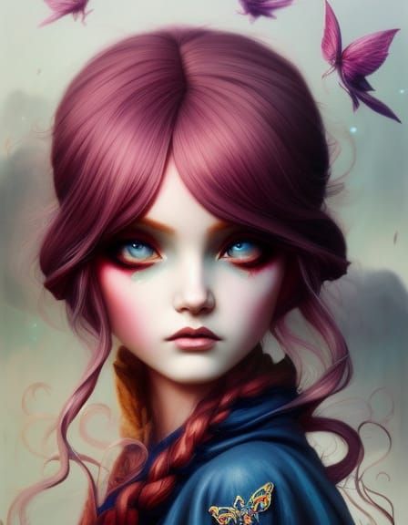 Gothic Anime Witch Portrait in Hyperrealistic Style