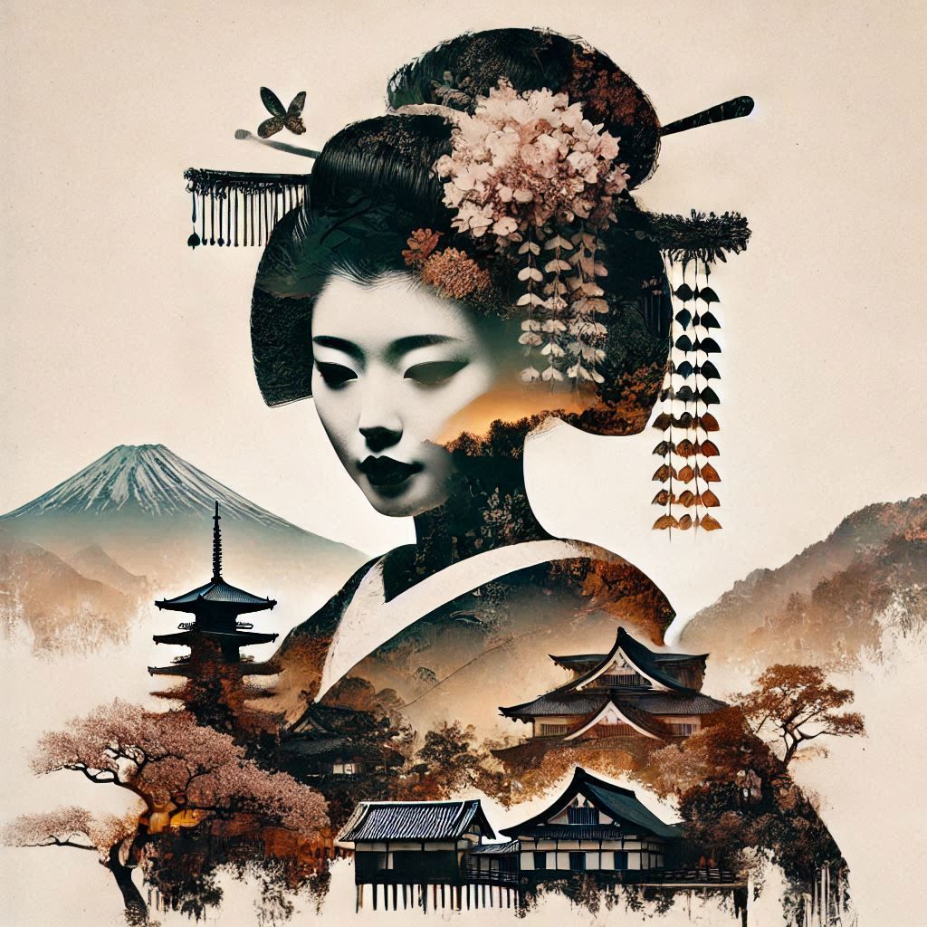 double exposure beautiful fantasy portrait landscape..