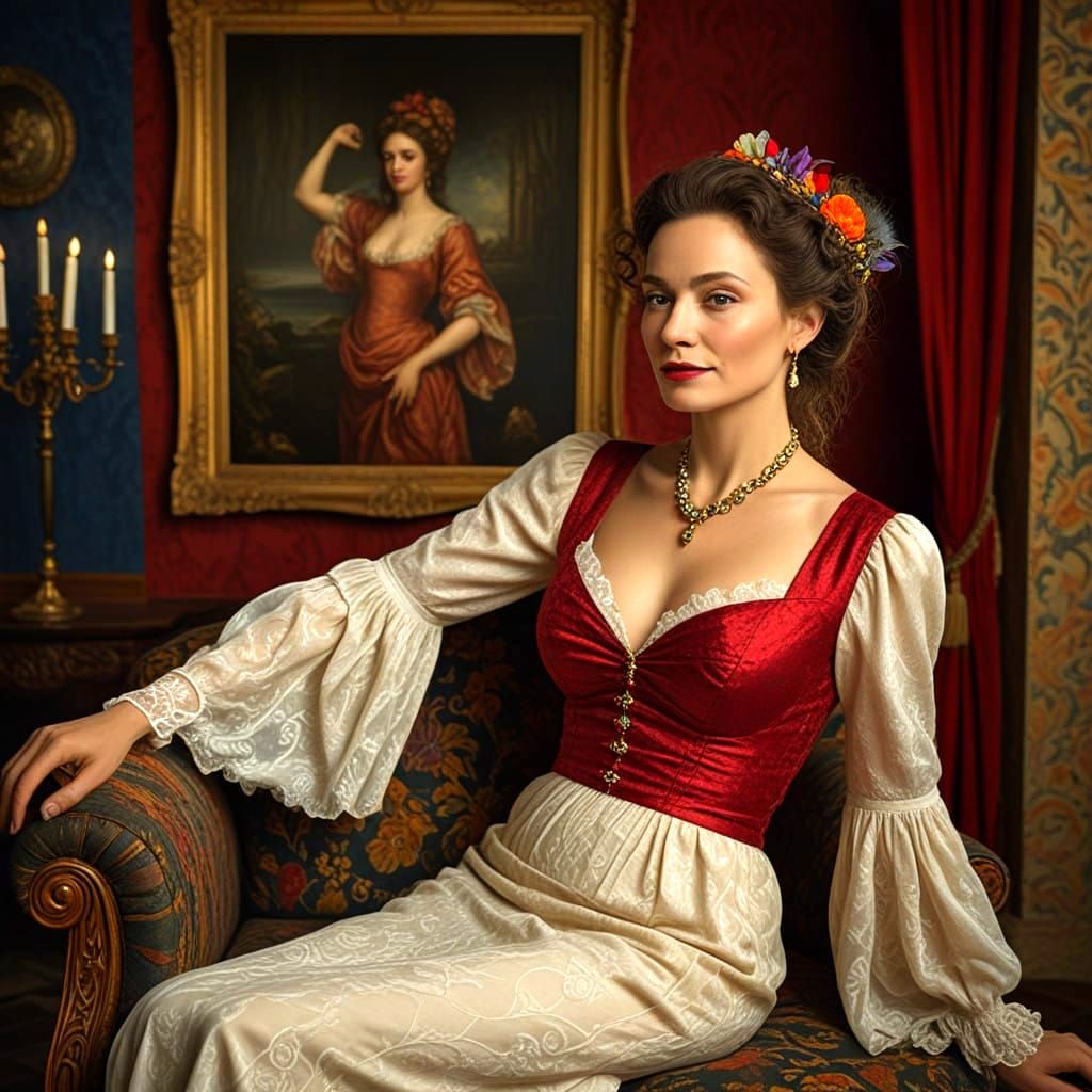 Eccentric Surrealist Lady in Hyperrealistic Splendor