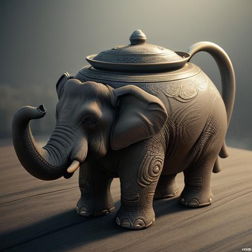 Realistic teapot shaped like an elephant  by @GothPegasus