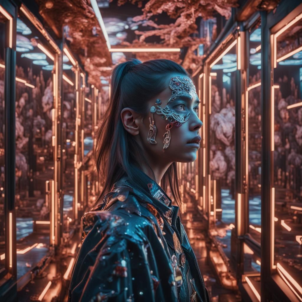 A girl wearinf death metal face paint surrounded by strange ...