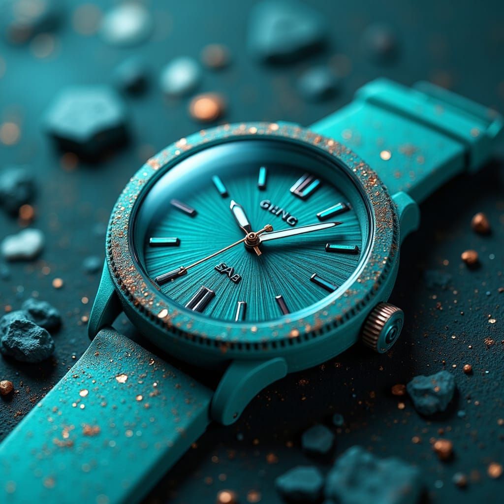 Iridescent Turquoise Rubber Watch #2726