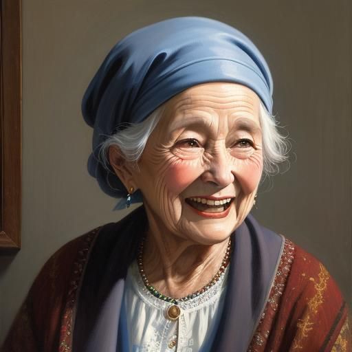 old woman full of joy
