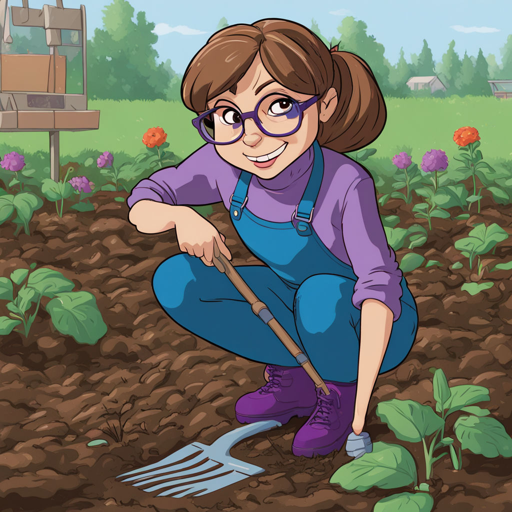 Human Jeanette Miller, doing some gardening