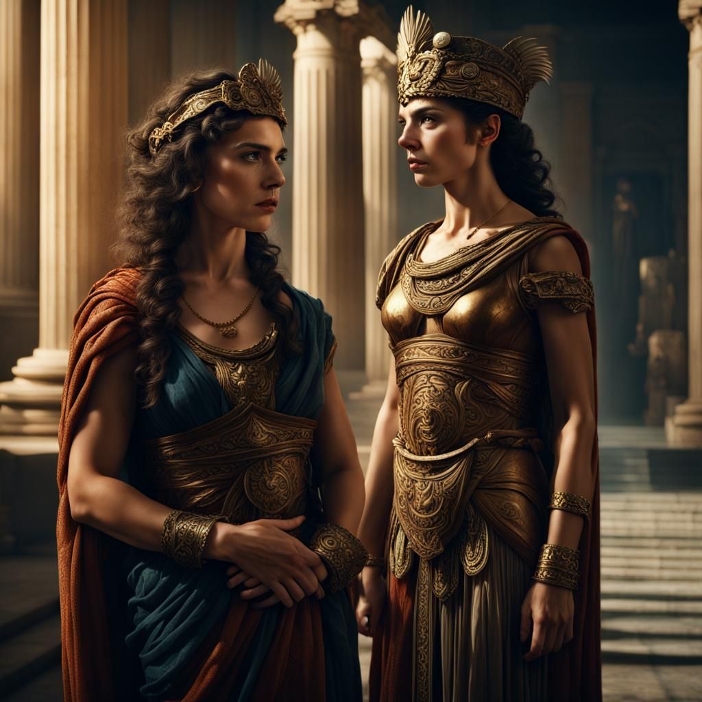 Helen of Sparta (before she became Helen of Troy) with her twin sister ...