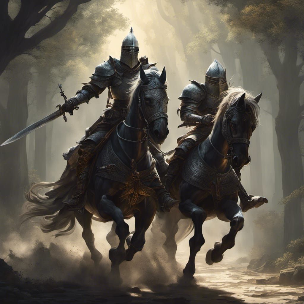 Knights riding into battle - AI Generated Artwork - NightCafe Creator