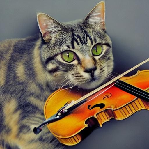 Cat playing a violin