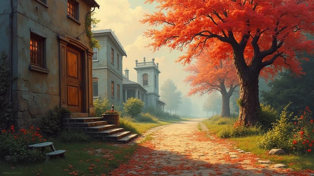 Melancholic Girl in Dark Room, Oil Painting Style