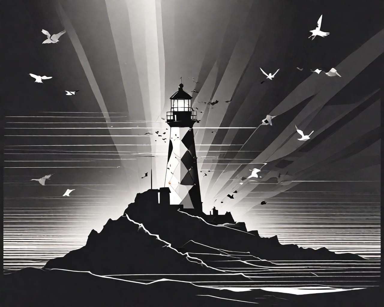 Lighthouse. Abstract scene.