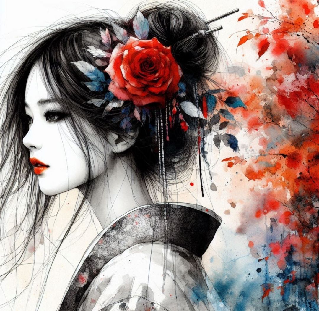 Red Rose in her hair!