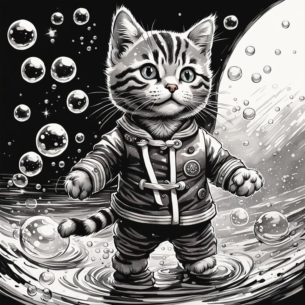 Watercolour painting a beautiful colours drawing of a tabby ...
